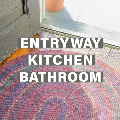 Jamestown Burgundy Jute Braided Rug, 20x30 Rectangle - Rustic Cabin Decor for Kitchen, Entryway, Everywhere