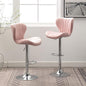 Roundhill Furniture Ellston Velvet Adjustable Swivel Barstools in Pink, Set of 2