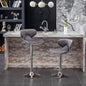 Roundhill Furniture Masaccio Velvet Upholstered Adjustable Swivel Barstool, Set of 2, Gray