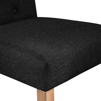 Yaheetech Dining Chairs Set of 6 Fabric Upholstered Dining Room Chairs with Button Tufted High Back and Solid Wood Legs for Kitchen/Living Room/Restaurant, Modern Style, Black