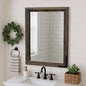 YOSHOOT Farmhouse Bathroom Mirror, Rustic Wooden Framed Mirror, Wood Vanity Mirror, Solid Wood & Handmade, Vertical or Horizontal Hanging for Bathroom Entryway Living Room Bedroom, 32" x 24", Brown