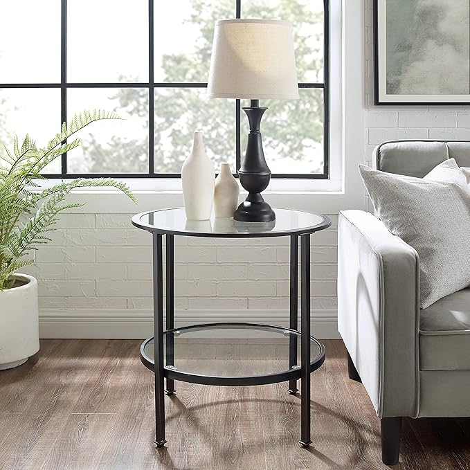 Crosley Furniture Aimee Small Side End Table with Storage Shelf for Living Room, Oil-Rubbed Bronze