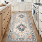 Tangsoo 2x6 Washable Runner Rug for Hallways, Non Slip Vintage Rugs, Soft Low Pile, Print Distressed Blue/Orange Carpet Runners for Kitchen Bedroom Entryway Bathroom Living Room