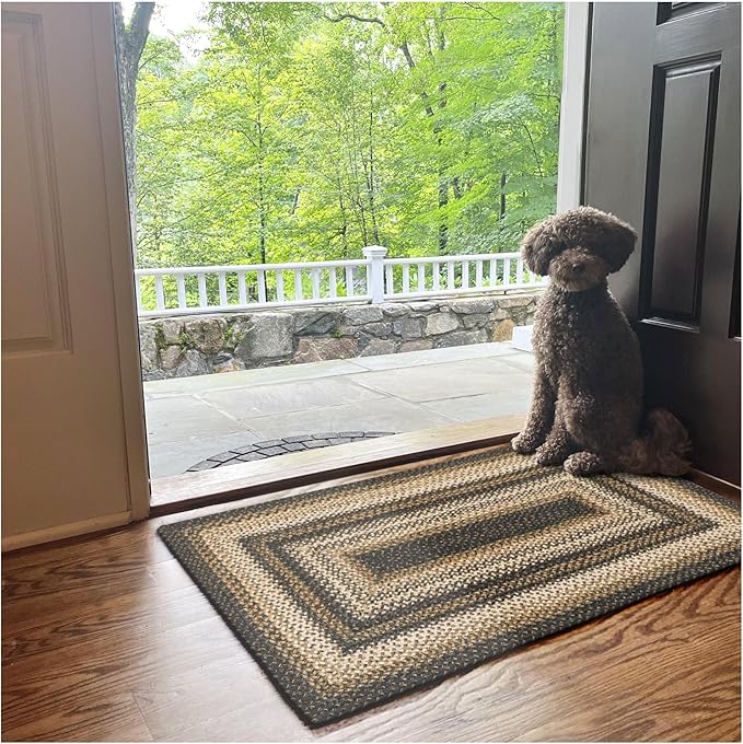 Homespice 27x45” Black Rect. Braided Rug. Kilimanjaro Black Jute Rug. Uses- Entryway, Kitchen Rugs, Bathroom Rugs. Reversible, Rustic, Country, Primitive, Farmhouse Decor Rug