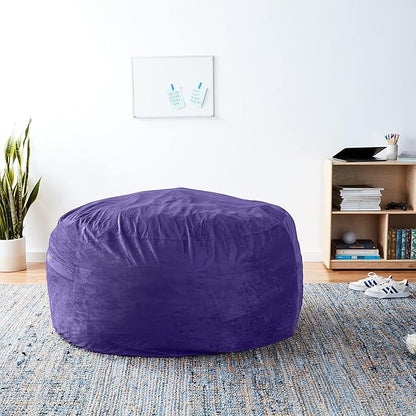 Sofa Sack Bean Bag Chair Cover Only, for Adults and Kids, Without Filling Comfy Fluffy Round or Oval Beanbag Chair Cover Replacement, Lazy Sofa Cover for Reading Chair or Floor Chair, 5-Feet, Purple