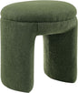 Furniture of America Rami Modern 18-inch Solid Wood Upholstered Ottoman with Pedestal Base, Vanity Stool Chair, Small Foot Stool for Bedroom, Living Room, Entryway, Green
