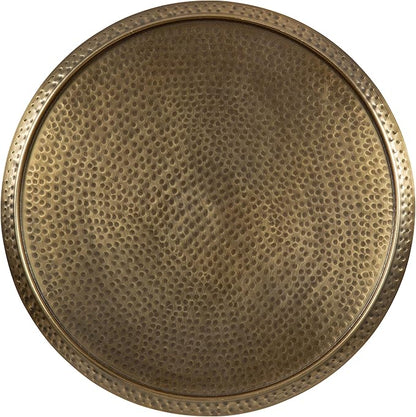 Kate and Laurel Sanzo Modern Round Pedestal Side Table; 15 x 15 x 24; Gold; Decorative End Table with Hammered Tabletop for Use as a Bedroom Nightstand or Living Room Accent