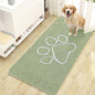 OLANLY Door Mat for Muddy Dog Paws 47x24, Ultra Absorbent Chenille Mud Doormat with Paw Print Design, Non-Slip Washable Doormat for Indoor Entryway, Quick-Dry Pet Bed Mats for Dirty Dogs, Sage Green