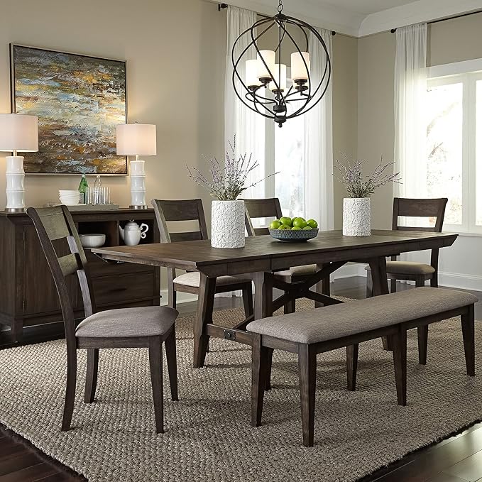 LIBERTY FURNITURE INDUSTRIES, INC. Double Bridge 6 Piece Trestle Table Set