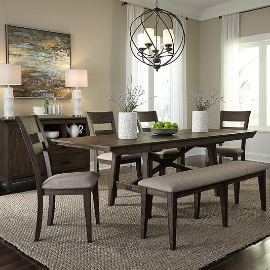 LIBERTY FURNITURE INDUSTRIES, INC. Double Bridge 6 Piece Trestle Table Set