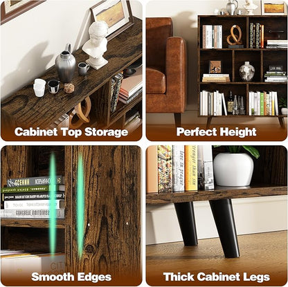 Shintenchi Cube Storage Organizer, 3 Tier Mid-Century Bookcase with Legs Cubeicals Retro Wood Organizer Storage Bookcase, Freestanding Open Book Shelves for Bedroom,Living Room,Office(Brown)