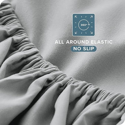 Bare Home Full Sheet Set - 1800 Ultra-Soft Microfiber Full Bed Sheets - Double Brushed - Deep Pockets - Easy Fit - 4 Piece Set - Bed Sheets (Full, French Grey)