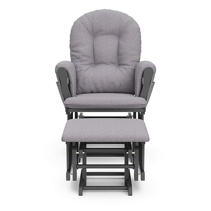 Storkcraft Premium Hoop Glider & Ottoman (Gray/Gray Swirl) — GREENGUARD Gold Certified Nursery Glider, Solid Wood Craftsmanship, Smooth-Gliding Nursery Chair and Ottoman, Award-Winning