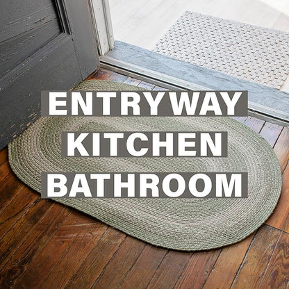 Grassland Oval Woven Rug 27x45 - Country Style Braided Indoor Entryway Rug for Rustic Decor