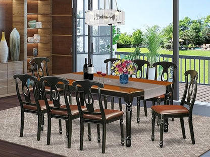 East West Furniture DOKE9-BCH-LC 9 Piece Dining Table Set Includes a Rectangle Dining Room Table with Butterfly Leaf and 8 Faux Leather Upholstered Chairs, 42x78 Inch, Black & Cherry