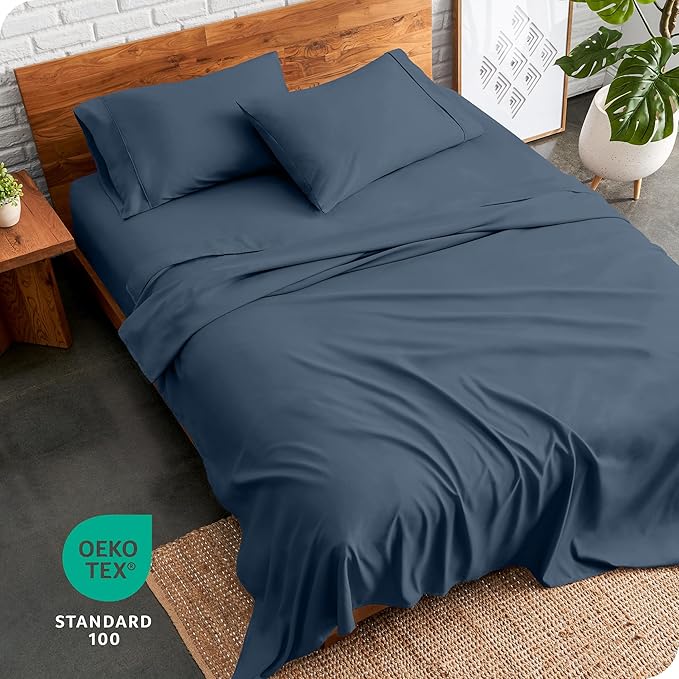 Bare Home Split Head Flex King Sheet Set - 1800 Ultra-Soft Microfiber Bed Sheets - Double Brushed - Deep Pockets - Easy Fit - 4 Piece Set - FlexTop King Bedding (Split Head Flex King, Bering Sea)