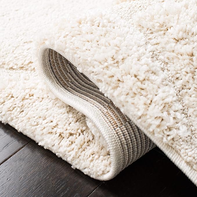 SAFAVIEH Florida Shag Collection Area Rug - 9'6" x 13', Creme & Creme, Scroll Design, Non-Shedding & Easy Care, 1.2-inch Thick Ideal for High Traffic Areas in Living Room, Bedroom (SG455-1111)