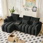 92-Inch Teddy Boucle Tufted Sofa Couch with Storage Console and Chaise Lounge, L-Shaped Left Facing Corner Sectional Sofa Couch with Cupholders, USB Ports and Golden Accent for Living Room Office