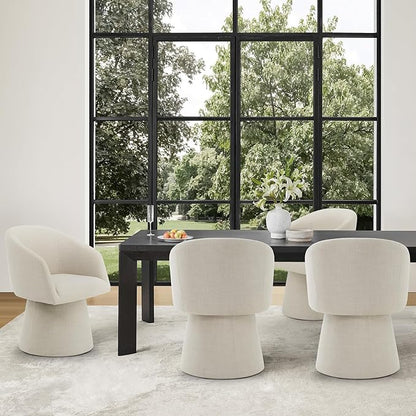 Swivel Dining Chairs Modern Accent Armchair Side Deskchair for Diningroom Vanity Bedroom Livingroom Reading Room,Linen,4 Box