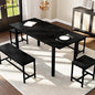 Garvee 5 PCs Extendable Dining Table Set for 4-8 People, 63 Inch Kitchen Table with 2 Benches & 2 Stools, Modern Dining Room Furniture, Easy Assembly Metal Frame