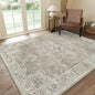 GENIMO 10x14 Area Rugs for Living Room, Machine Washable Non Slip Vintage Rugs, Low Pile Lightweight Chenille Print Rug for Bedroom, Dining Room, Home Office, Trench