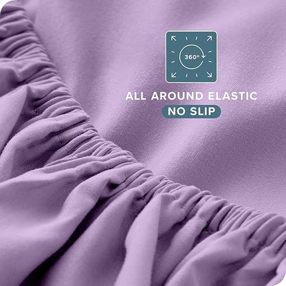 Bare Home Split King Sheet Set - 1800 Ultra-Soft Microfiber Bed Sheets - Double Brushed - Deep Pockets - Easy Fit - 5 Piece Set - Bed Sheets & Pillowcases (Split King, Lavender)