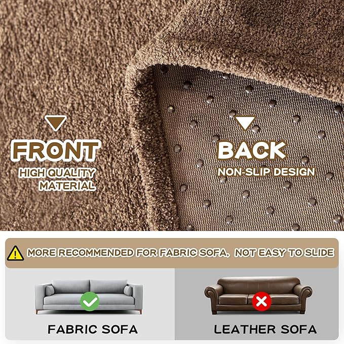 MYSKY HOME Sofa Covers Washable, Couch Covers for 3 Cushion Couch Sofa Pet Friendly Dog Couch Cover Furniture Protector Cover, Non Slip Sofa Cover, 71"x 150", Brown