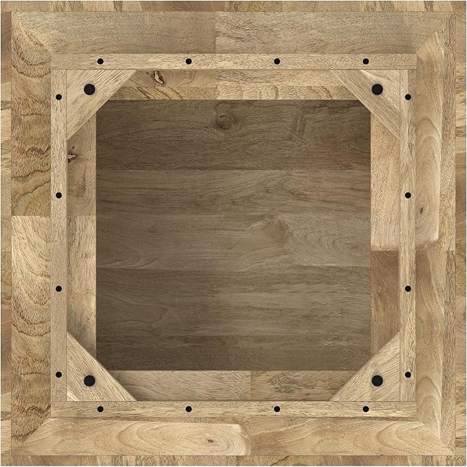 SIMPLIHOME Lockhart Square Coffee Table - 30 inch Wide Solid Mango Wood Living Room Table in Natural, Modern Cocktail Table for Family Room with Large Surface and Low Profile, Assembled