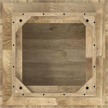 SIMPLIHOME Lockhart Square Coffee Table - 30 inch Wide Solid Mango Wood Living Room Table in Natural, Modern Cocktail Table for Family Room with Large Surface and Low Profile, Assembled