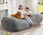 Hobestluk 6FT Bean Bag Chairs Adult Bean Bag with Portable Handle Comfy Large Bean Bag Lounge Chair with Removable Cover for Living Room Bedroom (Stripe Grey, 6FT)