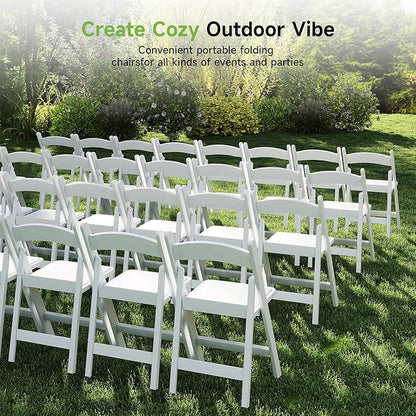 Real Relax White Resin Folding Chairs with Cushion - Comfortable Foldable Plastic Chair - Stackable Chairs with Padded Seats - Indoor/Outdoor Chairs for Events, 600lbs Capacity(30 Pack)