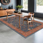 6x9 Dining Room Rugs for Under Table - Washable Area Rug for Living Room, Low Pile Non-Slip Rugs for Bedroom - Navy Blue & Terracotta Vintage Boho Eclectic Home Decor