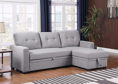 Devion Furniture Maison 4-in-1 Convertible L Shaped Couch with Pull Out Bed and Storage, Sectional Sleeper Sofa with Reversible Chaise for Living Room, Apartment, Bedroom, Office