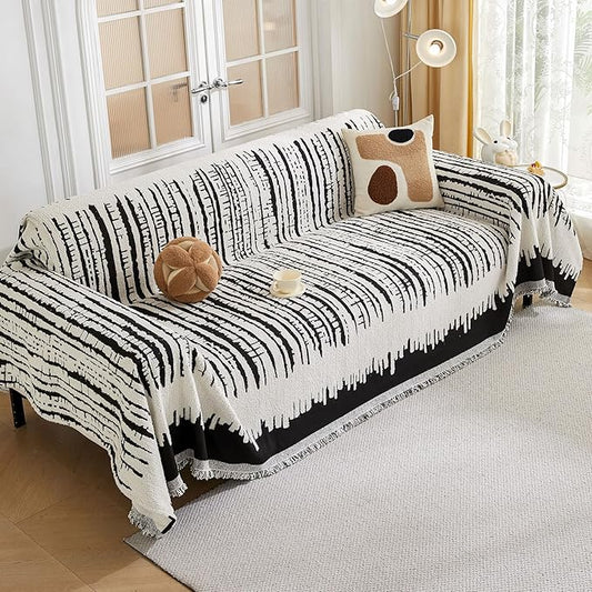 HAOMAIJIA Boho Sofa Covers Couch Covers for 2 Cushion Couch Sofa Pet Friendly Soft Thick Non Slip Couch Cover for Dogs Washable Sectional Couch Covers L Shape Furniture Protecto (XF-Black, 71"x102")