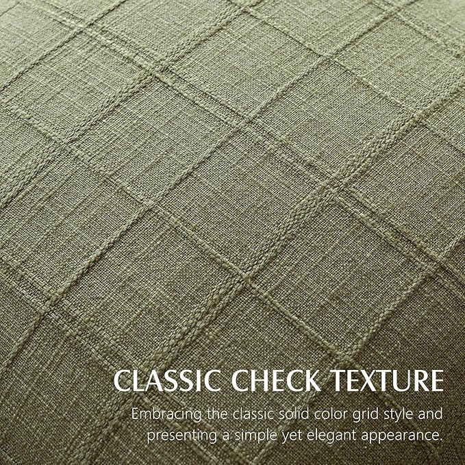 Foindtower Set of 2 Decorative Linen Check Throw Pillow Covers Neutral Farmhouse Vintage Cushion Covers Modern Boho Home Decor for Sofa Chair Couch Bedroom Living Room Outdoor,16×16 Inch,Sage Green
