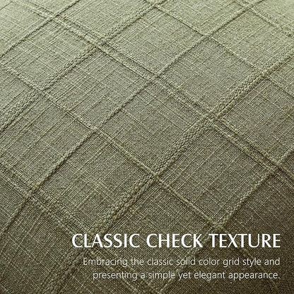 Foindtower Set of 2 Decorative Linen Check Throw Pillow Covers Neutral Farmhouse Vintage Cushion Covers Modern Boho Home Decor for Sofa Chair Couch Bedroom Living Room Outdoor,16×16 Inch,Sage Green