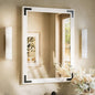 TETOTE 24 x 32 White Wood Mirror for Bathroom Wall/Bedroom/Living Room/Entryway Farmhouse Rustic Wall Mirror for Over Sink Waterproof (Horizontal/Vertical Mounted)