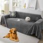 HAOMAIJIA Faux Fur Sofa Covers Couch Covers for 2 Cushion Couch Sofa Pet Friendly Soft Non Slip Couch Cover for Dogs Washable Sectional Couch Covers L Shape Furniture Protector (Grey, 71"x102")