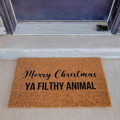 Funny Coir Doormat Merry Christmas YA Filthy Animal Front Door Mat Entryway Outdoor Mat with Heavy Duty Front Porch Welcome Mats Entry Natural Coconut Brown Mat House Warming Gift Mat23.7x15.7 inch