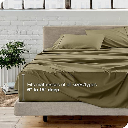 Bare Home King Sheet Set - Luxury 1800 Ultra-Soft Microfiber King Bed Sheets - Double Brushed - Deep Pockets - Easy Fit - 4 Piece Set - Bedding Sheets & Pillowcases (King, Olive)
