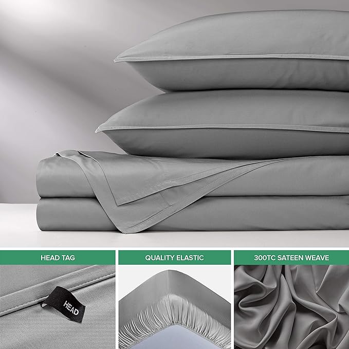 Split King Sheets by Pure Bamboo, Genuine 100% Organic Viscose Derived from Bamboo Bed Sheet Set, Soft & Cooling, Double Stitching *Not for Split Top (Split King, Stone Grey)