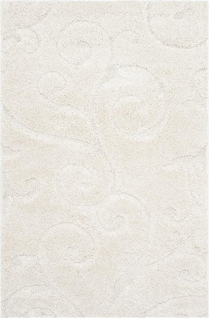 SAFAVIEH Florida Shag Collection X-Large Area Rug - 11' x 15', Creme & Creme, Scroll Design, Non-Shedding & Easy Care, 1.2-inch Thick Ideal for High Traffic Areas in Living Room, Bedroom (SG455-1111)