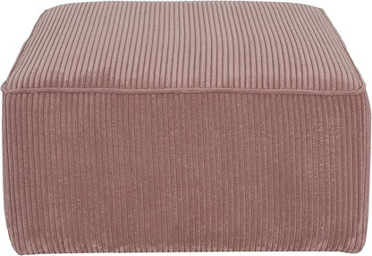 Christopher Knight Home Isa Square Ottoman Footstool, Corduroy Pouf Poufee Footrest Ottoman Large Seat, Modern Side Table for Living Room Bedroom Home Decor, Pink, 30"