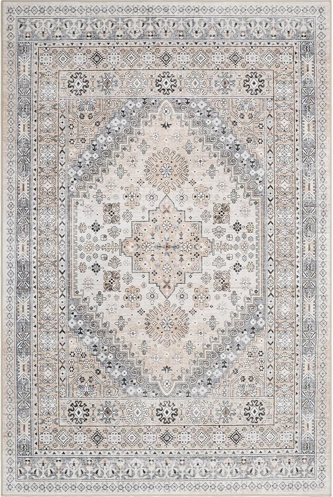 zesthome 10x12 Area Rugs,Stain Resistant Washable Rug,Ultra-Thin Rugs for Living Room,Bedroom,Non-Slip Backing Home Decor Large Area Rug (Beige,10'x12')