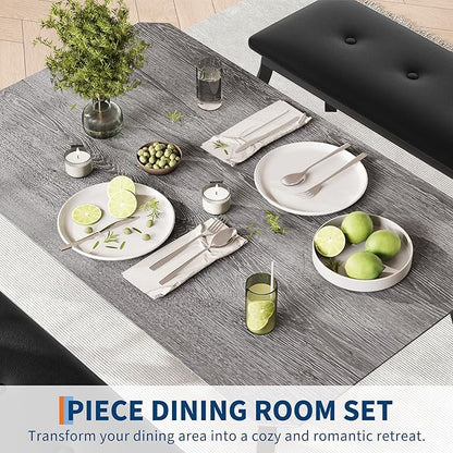 GAOMON Dining Table Set for 4, Metal Frame Kitchen, 3 Piece Dining Room Table Furniture for Apartment, Studio, Home, Easy Assembly, Grey