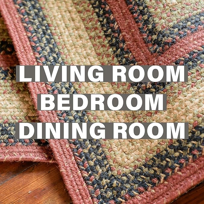 Homespice Highland Multi Color Oval Area Rugs, 5x8' - Handmade with Jute, Warm Country and Lodge Decor, Perfect for Living Rooms and Bedrooms - Durable, Easy to Clean and Pet Friendly