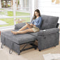 Vipbear 3-in-1 Chenile Convertible Sofa Bed, Pull Out Sleeper Sofa with USB Charging Station/Reclining Backrest/Side Pocket, Loveseat for Living Room, Apartment, Tool-Free Assembly, Dark Grey