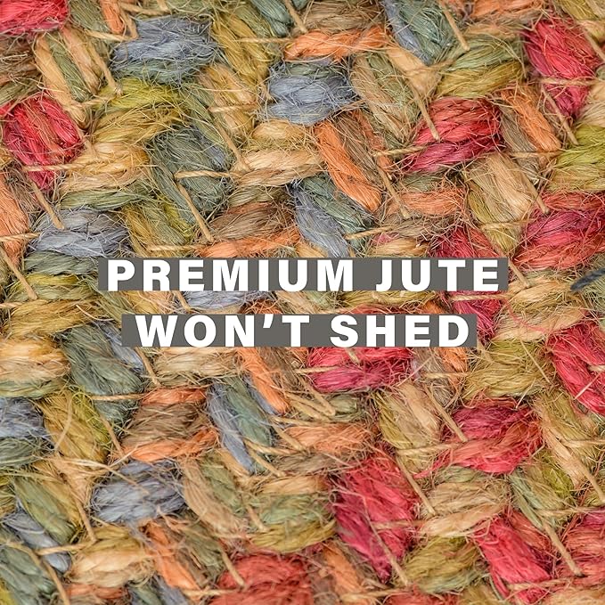Azalea Multi Color Braided Oval Rug, Jute, 20x30 - Perfect Country Primitive Decor for Entryway, Kitchen, Everywhere