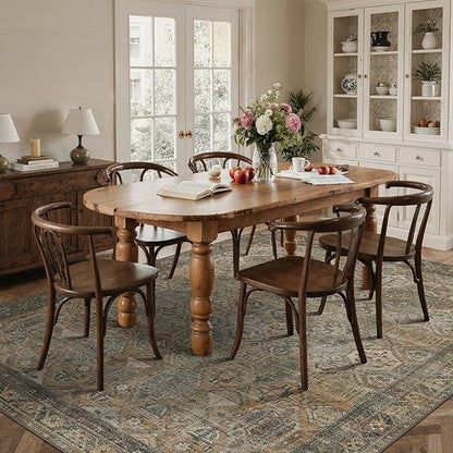 GENIMO 9x12 Area Rugs for Living Room, Machine Washable Non Slip Vintage Rugs, Low Pile Lightweight Chenille Print Rug for Bedroom, Dining Room, Home Office, Warm Taupe