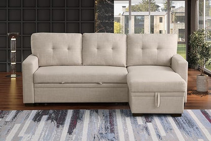 Devion Furniture Philly 4-in-1 Convertible L Shaped Couch with Pull Out Bed and Storage, Sectional Sleeper Sofa with Reversible Chaise for Living Room, Apartment, Bedroom, Office